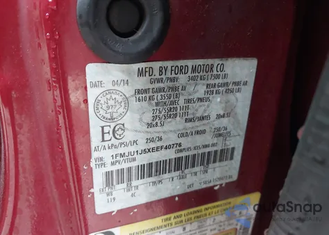 2014 Ford Expedition Xlt из США, поврежденный, VIN 1FMJU1J5XEEF40776